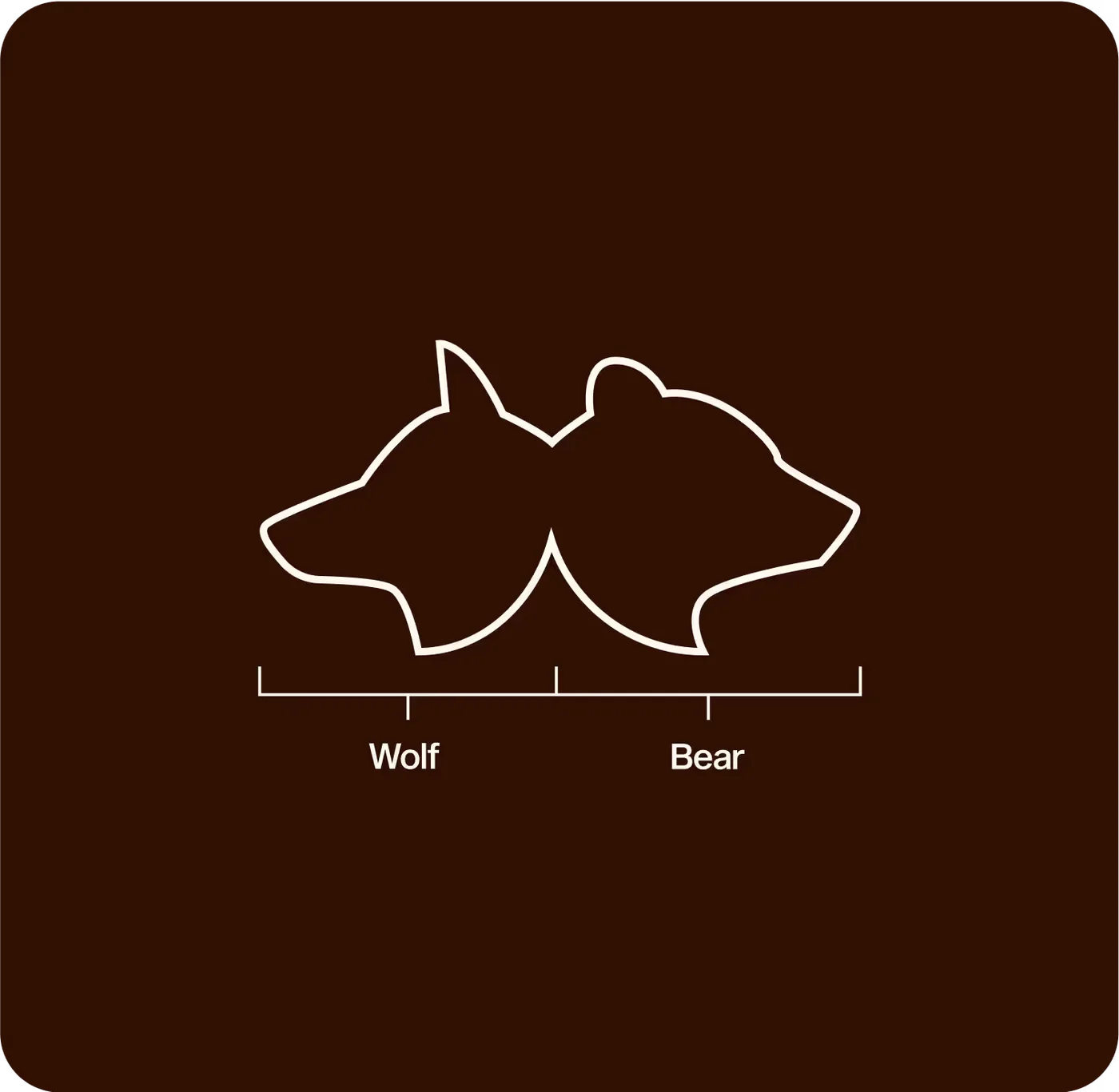 Logo concept: wolf and bear outlines merged into one line