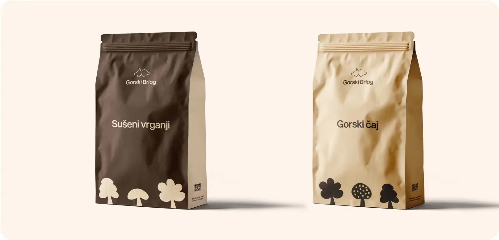 Packaging concepts: dried porcini and mountain tea bags with Gorski Brlog branding