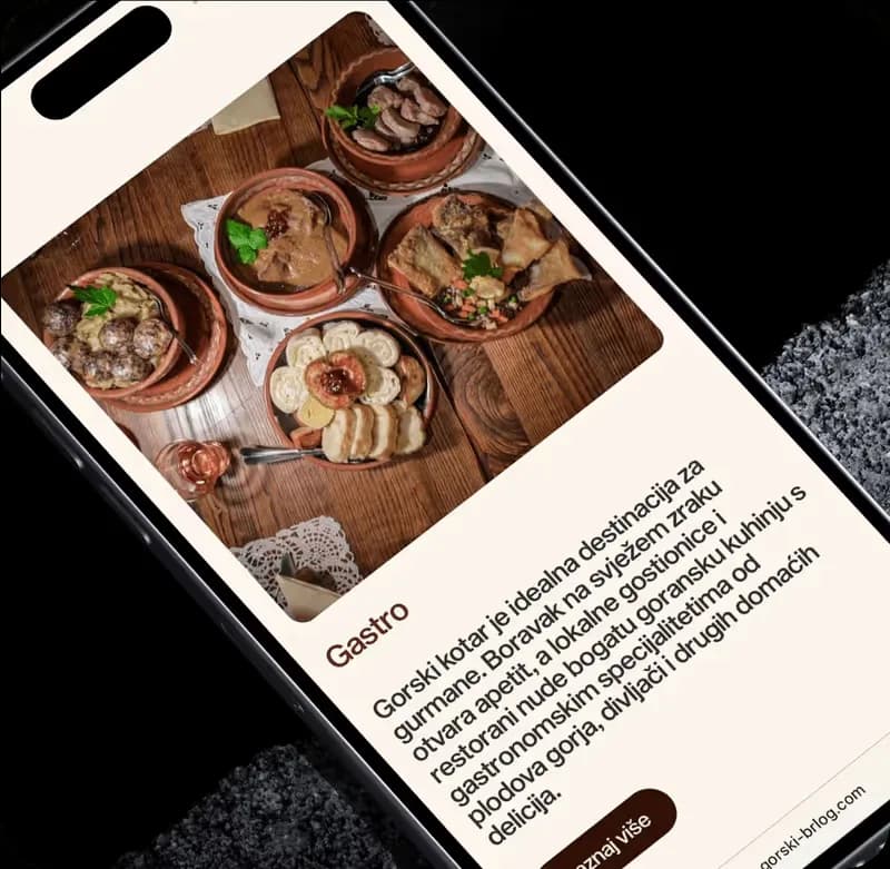 Mobile website: local food section