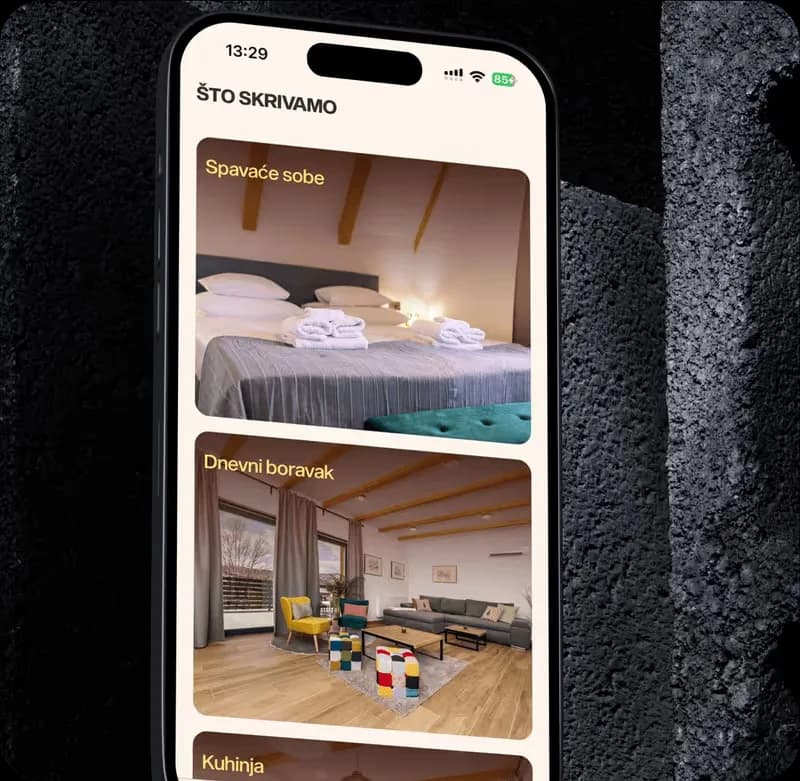 Mobile website: rooms section