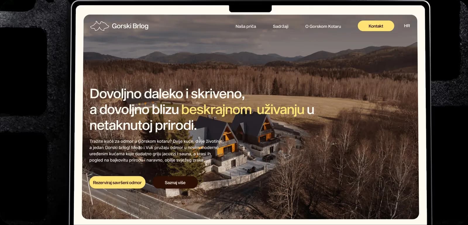 Gorski Brlog website homepage on a laptop