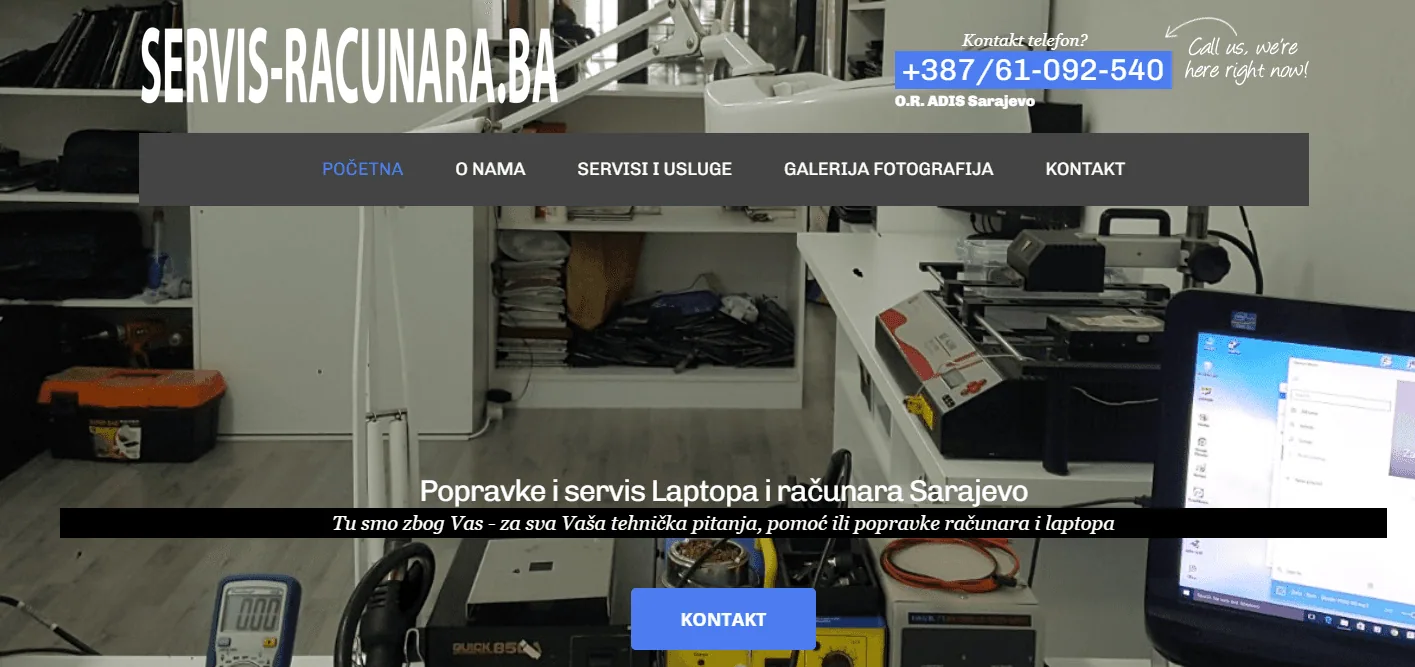 Competitor website: outdated repair shop homepage