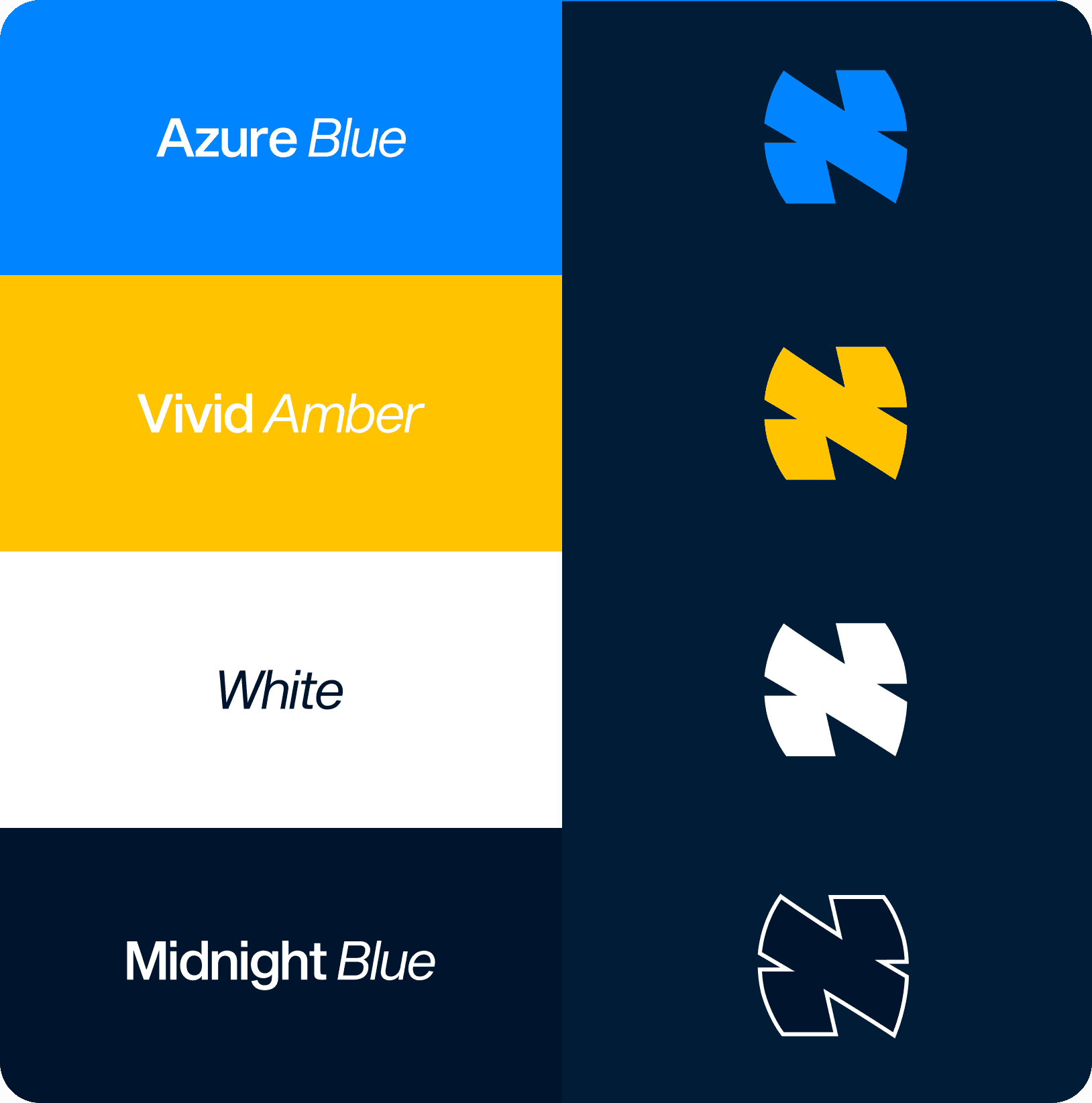 Brand colours: Azure Blue, Vivid Amber, White, Midnight Blue