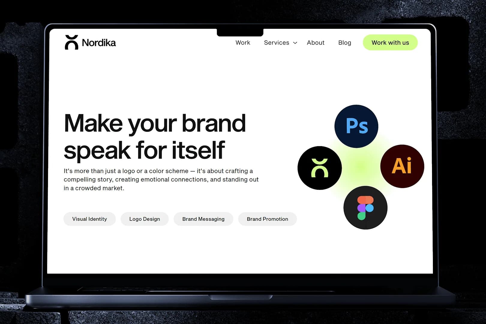 Nordika website homepage on a laptop