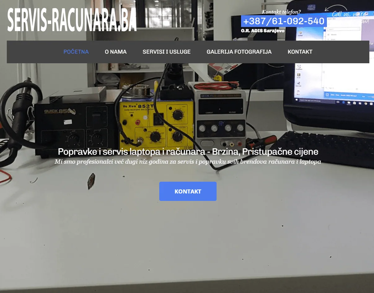 Competitor website: cluttered service page