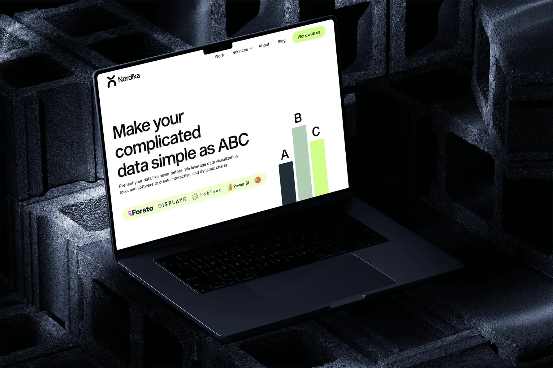 Nordika data visualization page on a laptop